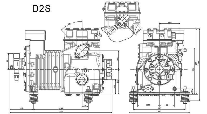 чертеж компрессора D2SA-45X