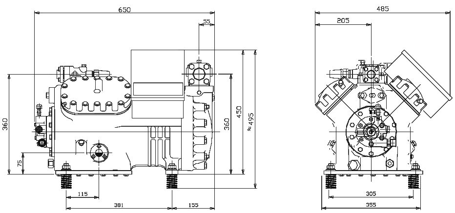 чертеж компрессора D4SA-100x