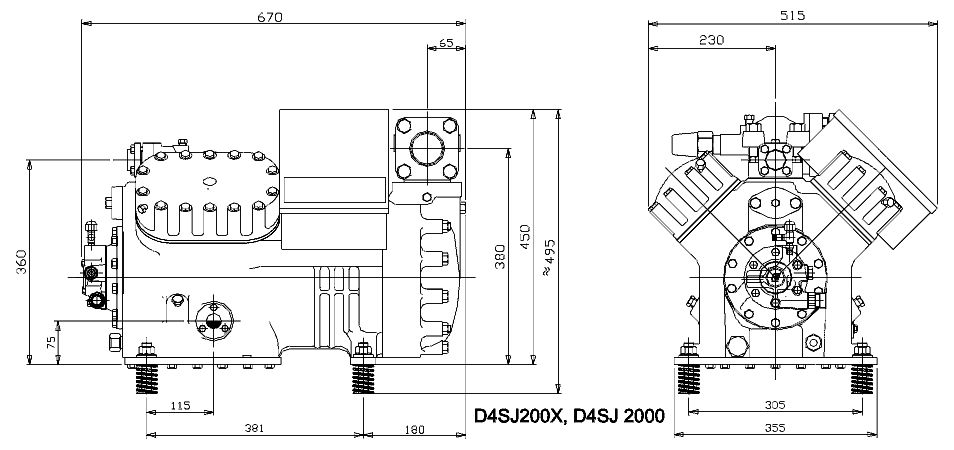 чертеж компрессора D4SJ-200x