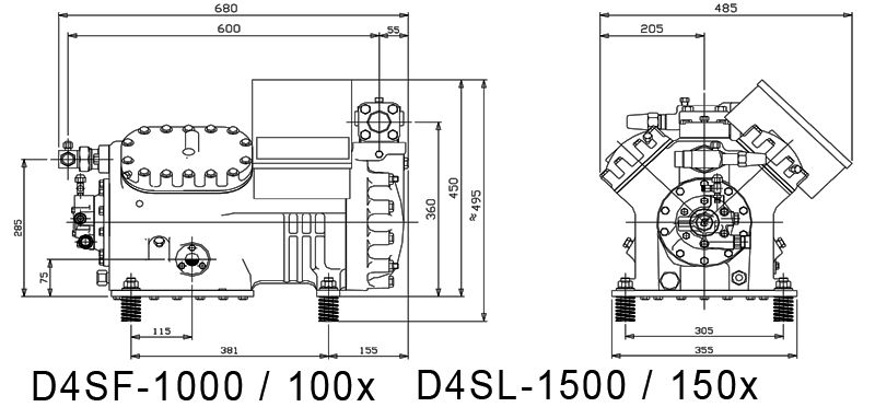 чертеж компрессора D4SL-150x
