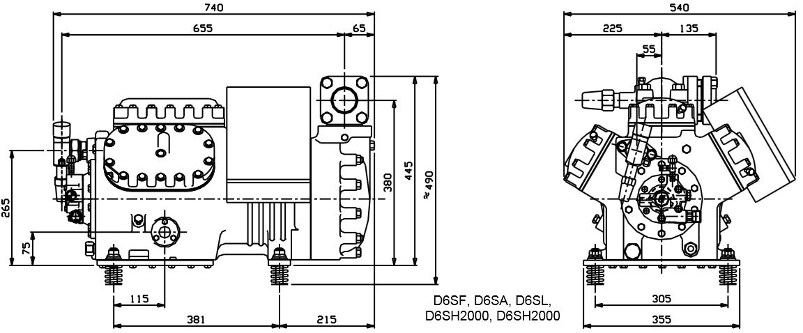 чертеж компрессора D6SH-200x