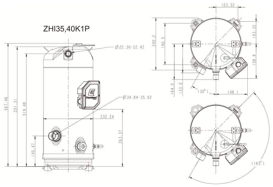 чертеж компрессора ZHI35K1P