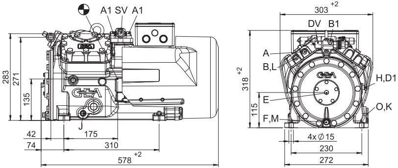 Компрессор HA34e/215-4 чертеж