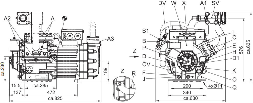 Компрессор HGZX7/1860-4 чертеж