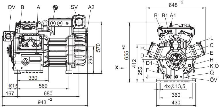 Компрессор HGX88e/3235-4 чертеж