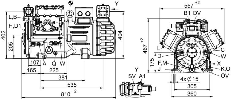 Компрессор HGX66e/1340-4S чертеж