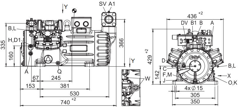 Компрессор HGX56e/1155-4 чертеж