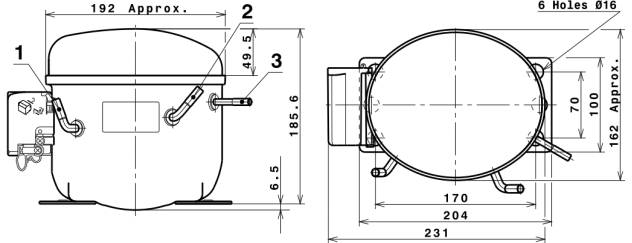 чертеж компрессора GLY70AAa