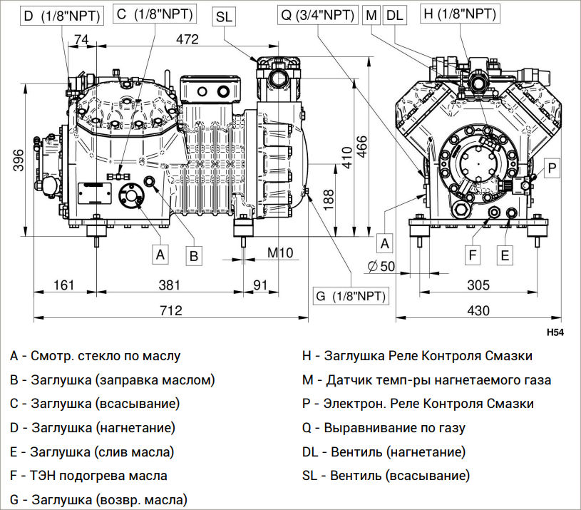чертеж компрессора H3001CS