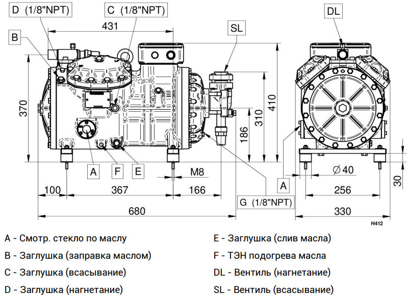 чертеж компрессора H1601CS