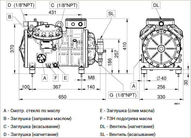 чертеж компрессора H851CS
