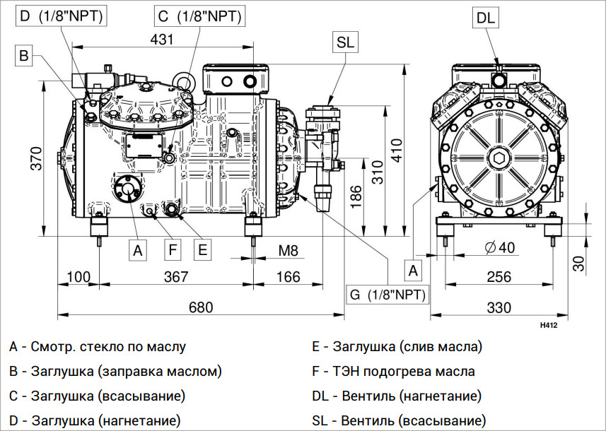 чертеж компрессора H2001CC
