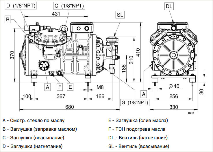 чертеж компрессора H1501CC