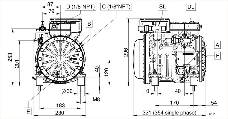 чертеж компрессора H181CC