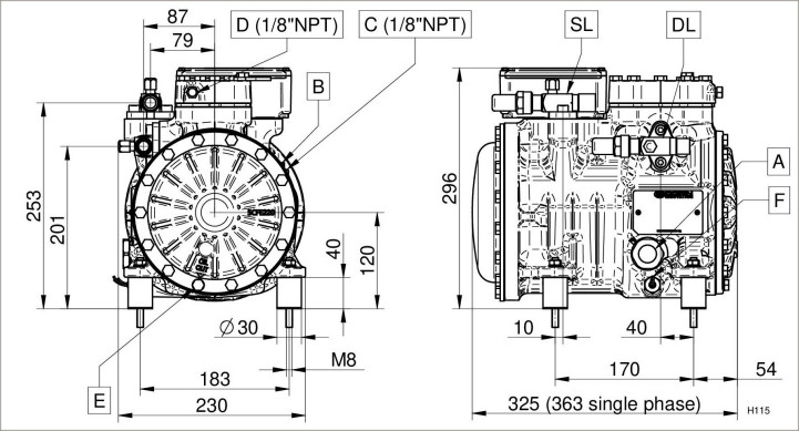 чертеж компрессора H221CC