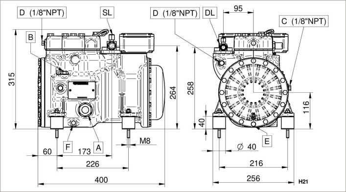 чертеж компрессора CAJ4519T