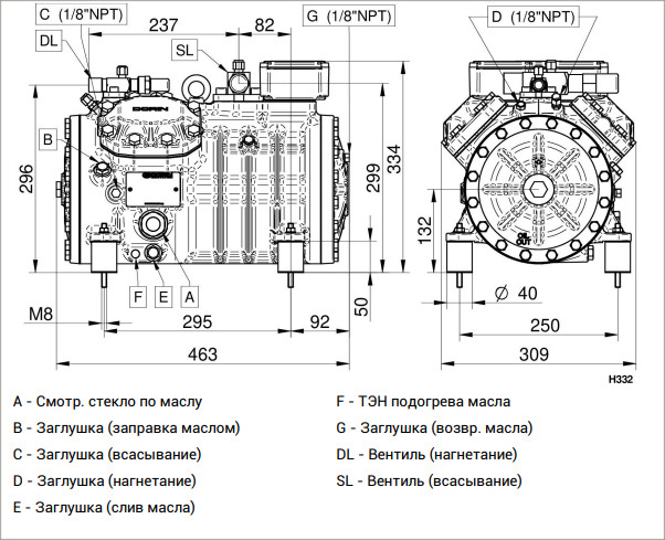 чертеж компрессора CAJ4519T
