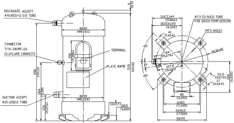 размеры компрессора Panasonic Sanyo C-SC673H8H