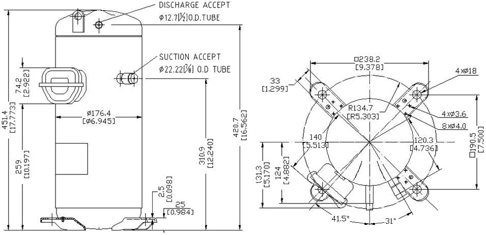 размеры компрессора Panasonic Sanyo C-SB453H8A