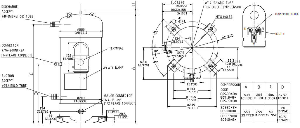 размеры компрессора Panasonic Sanyo C-SCN603H8K