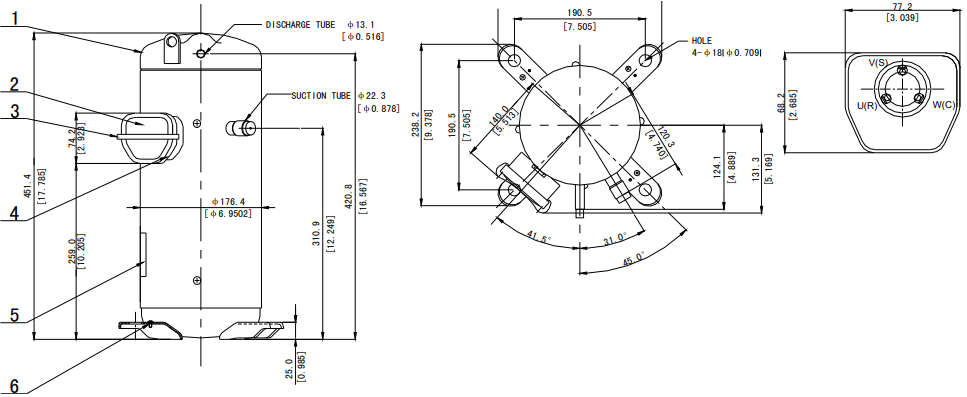 размеры компрессора Panasonic Sanyo C-SBS235H38A