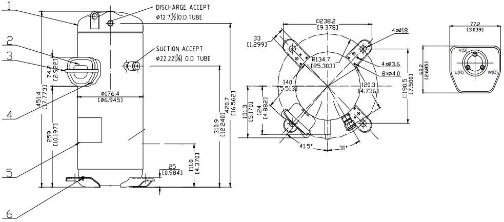 размеры компрессора Panasonic Sanyo C-SBN373H8A