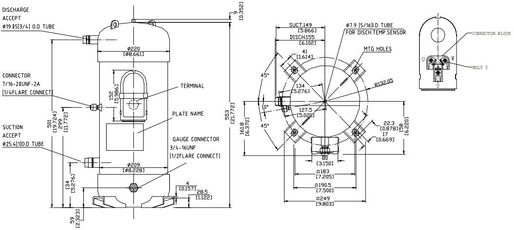 размеры компрессора Panasonic Sanyo C-SCP360H38B