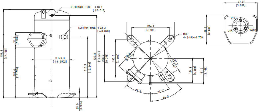 размеры компрессора Panasonic Sanyo C-SBN373H8D