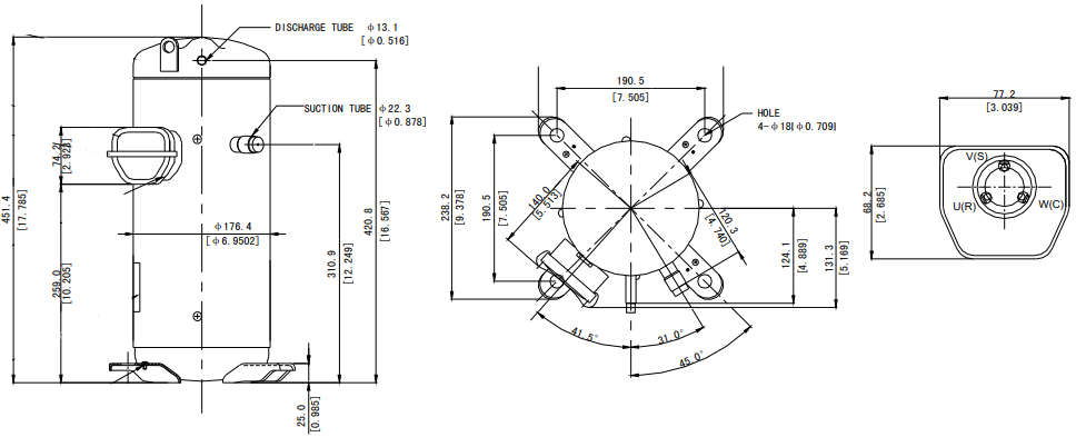 размеры компрессора Panasonic Sanyo C-SBN263H8D