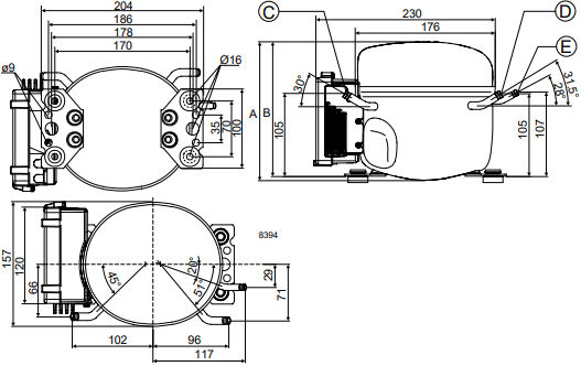 чертеж компрессора BD 150 F IND