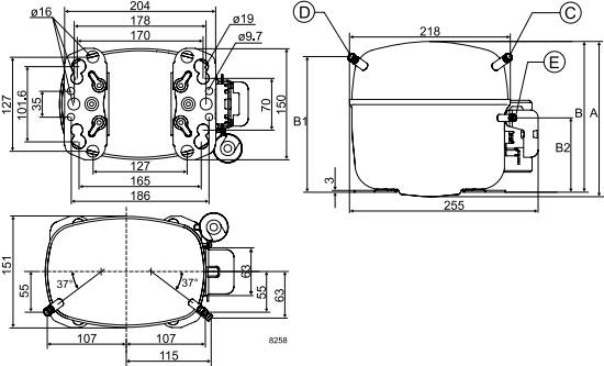 чертеж компрессора SC 15 GH (195B0144)