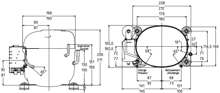 чертеж компрессора AE4460Z