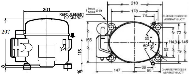 чертеж компрессора CAE2417Z