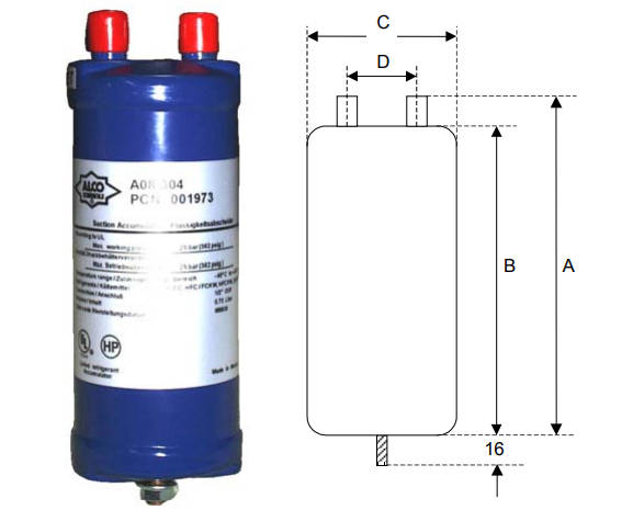 Чертеж отделителя жижкости Alco Controls