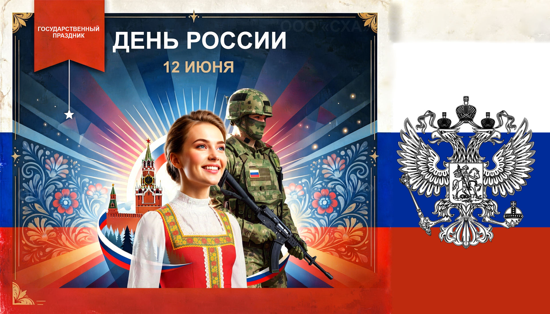 С днем РОССИИ открытка
